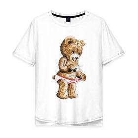 Мужская футболка хлопок Oversize с принтом Nasty bear , 100% хлопок | свободный крой, круглый ворот, “спинка” длиннее передней части | медведь | мишка | плюшевый | селфи | тедди