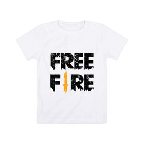 Детская футболка хлопок с принтом Free Fire logo , 100% хлопок | круглый вырез горловины, полуприлегающий силуэт, длина до линии бедер | battlegrounds | fire | free | garena | гарена | фаер | фри