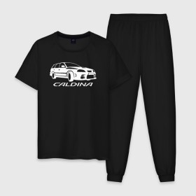 Мужская пижама хлопок с принтом Toyota Caldina , 100% хлопок | брюки и футболка прямого кроя, без карманов, на брюках мягкая резинка на поясе и по низу штанин
 | caldina | toyota | toyota caldina