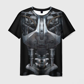 Мужская футболка 3D с принтом Терминатор т-800 , 100% полиэфир | прямой крой, круглый вырез горловины, длина до линии бедер | броня | железный | костюм | машина | механизм | робот | скелет | скилет | сталь | стальной | т800 | терминатор