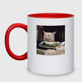 Кружка двухцветная с принтом мемная картинка с котом , керамика | объем — 330 мл, диаметр — 80 мм. Цветная ручка и кайма сверху, в некоторых цветах — вся внутренняя часть | кот | котэ | кошка | мем | прикол | фотография