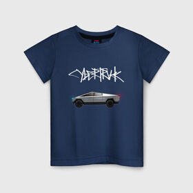 Детская футболка хлопок с принтом Tesla Cybertruck , 100% хлопок | круглый вырез горловины, полуприлегающий силуэт, длина до линии бедер | car | cybertruck | elon musk | tesla | tesla cybertruck | кибертрак | тесла | тесла кибертрак