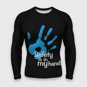 Мужской рашгард 3D с принтом Safety in my hand ,  |  | Тематика изображения на принте: covid 19 | cronavirus | quarantine | safety always | safety first | безопасность | в руках | коронавирус
