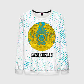 Мужской свитшот 3D с принтом KAZAKHSTAN / КАЗАХСТАН , 100% полиэстер с мягким внутренним слоем | круглый вырез горловины, мягкая резинка на манжетах и поясе, свободная посадка по фигуре | flag | kazakhstan | qazaqstan | герб | захах | казахстан | кахахи | лого | нур султан | республика | символ | страна | флаг