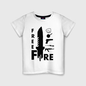 Детская футболка хлопок с принтом GARENA FREE FIRE , 100% хлопок | круглый вырез горловины, полуприлегающий силуэт, длина до линии бедер | free fire | free fire игра | garena fire fire | garena free fire | гарена фри фаер | гарена фри фаер алмазы. | фри фаер | фри фаер пк