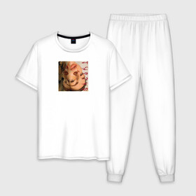 Мужская пижама хлопок с принтом SALUKI , 100% хлопок | брюки и футболка прямого кроя, без карманов, на брюках мягкая резинка на поясе и по низу штанин
 | rap | saluki | saluki rap | рэп | рэпер | салюки