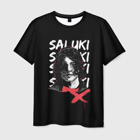 Мужская футболка 3D с принтом SALUKI , 100% полиэфир | прямой крой, круглый вырез горловины, длина до линии бедер | rap | saluki | saluki rap | рэп | рэпер | салюки