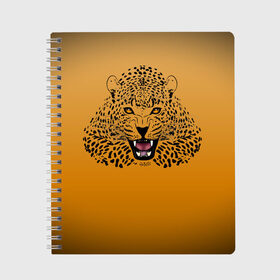 Тетрадь с принтом Леопард , 100% бумага | 48 листов, плотность листов — 60 г/м2, плотность картонной обложки — 250 г/м2. Листы скреплены сбоку удобной пружинной спиралью. Уголки страниц и обложки скругленные. Цвет линий — светло-серый
 | big cat | cat | leopard | кот | кошка | леопард