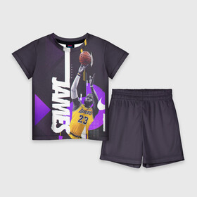 Детский костюм с шортами 3D с принтом Леброн ,  |  | Тематика изображения на принте: basketball | lakers | lebron | media | nba | toplanding | баскетболл | леброн | лейкерс | лого баскетбольных клубов | лос анджелес | нба