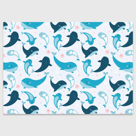 Поздравительная открытка с принтом Киты и тюлени , 100% бумага | плотность бумаги 280 г/м2, матовая, на обратной стороне линовка и место для марки
 | Тематика изображения на принте: whale | белый кит | кит | киты | корабли | кораблики | маяк | морские | паттерн | синий кит | чайки