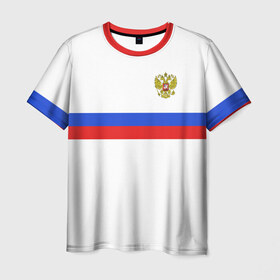 Мужская футболка 3D+ с принтом сборная России гостевая форма , 100% микрофибра | круглый вырез горловины, длина до линии бедер | 2021 | championship | cup | dzyuba | russia | world | артем | дзюба | европы | мира | мундиаль | россия | форма | футбол | чемпионат