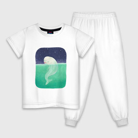 Детская пижама хлопок с принтом Белуха , 100% хлопок |  брюки и футболка прямого кроя, без карманов, на брюках мягкая резинка на поясе и по низу штанин
 | арт | белуха | звезда | звёзды | море | ночное небо | ночь | океан | природа | рисунок