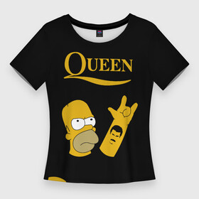 Женская футболка 3D Slim с принтом Queen Гомер Симпсон Рокер ,  |  | gomer | homer | queen | quen | rock | simpson | simpsons | брайан мэи | гомер | группа queen | группа квин | джон дикон | квин | королева | король | роджер тейлор | рок | симпсон | симпсоны | фредди меркьюри
