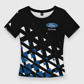 Женская футболка 3D Slim с принтом Ford треугольники ,  |  | b c | bronco | capri | cougar | crown victoria | econoline | econovan | ecosport | edge | escape | falcon | ford | max | авто | автомобиль | знак | лого | машина | символ | тачка | форд | форт | эмблема